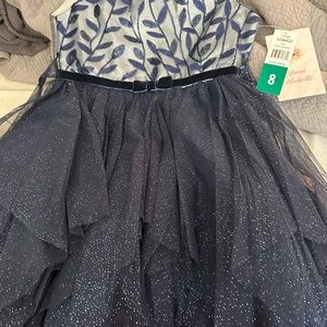 Navy blue and silver tulle and glitter dress. Size 8